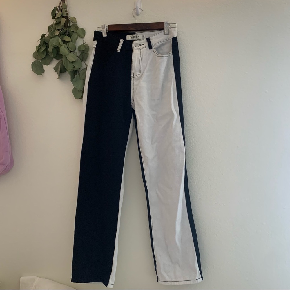 Black and white jeans